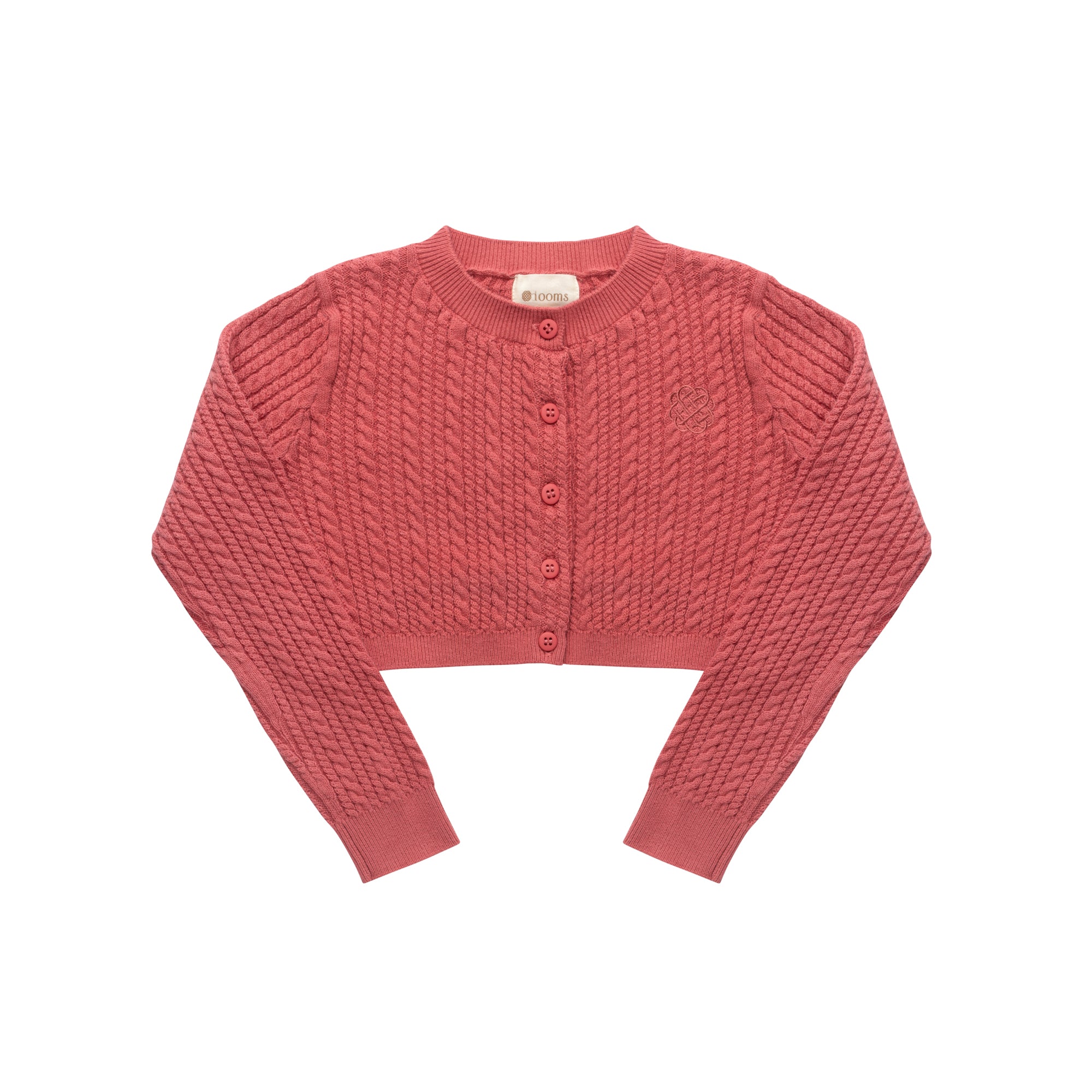 Gilet en maille torsadée pour filles – Rouge baie
