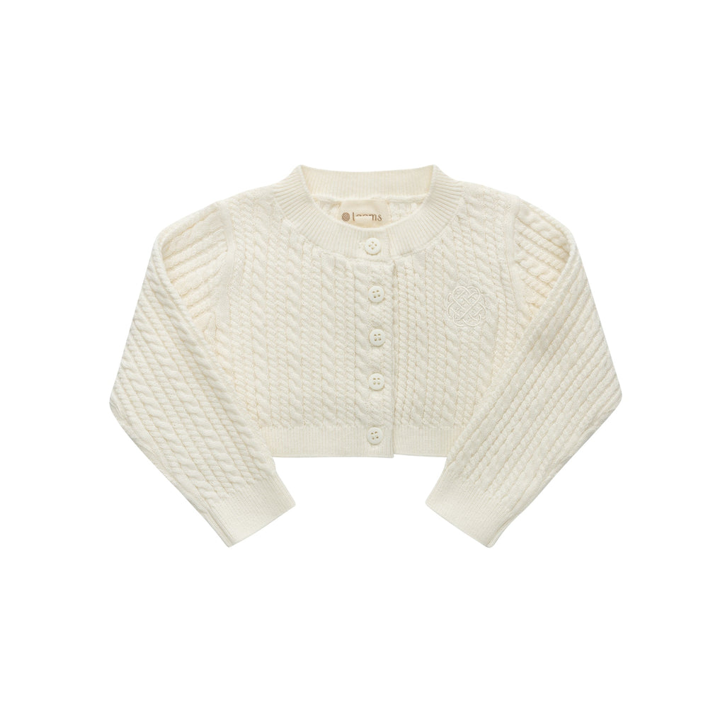 Cardigan en maille torsadée pour fille – Ivoire