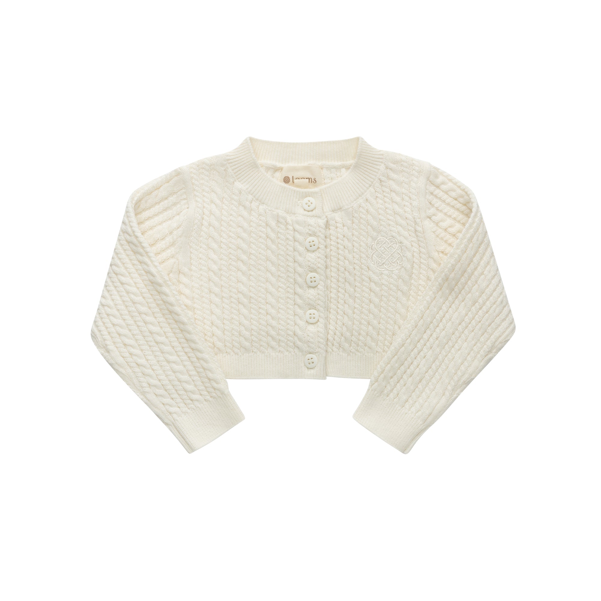 Cardigan en maille torsadée pour fille – Ivoire