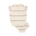 Ensemble 2 Pièces Ondulé en Tricot Fille – Ivoire/Rose