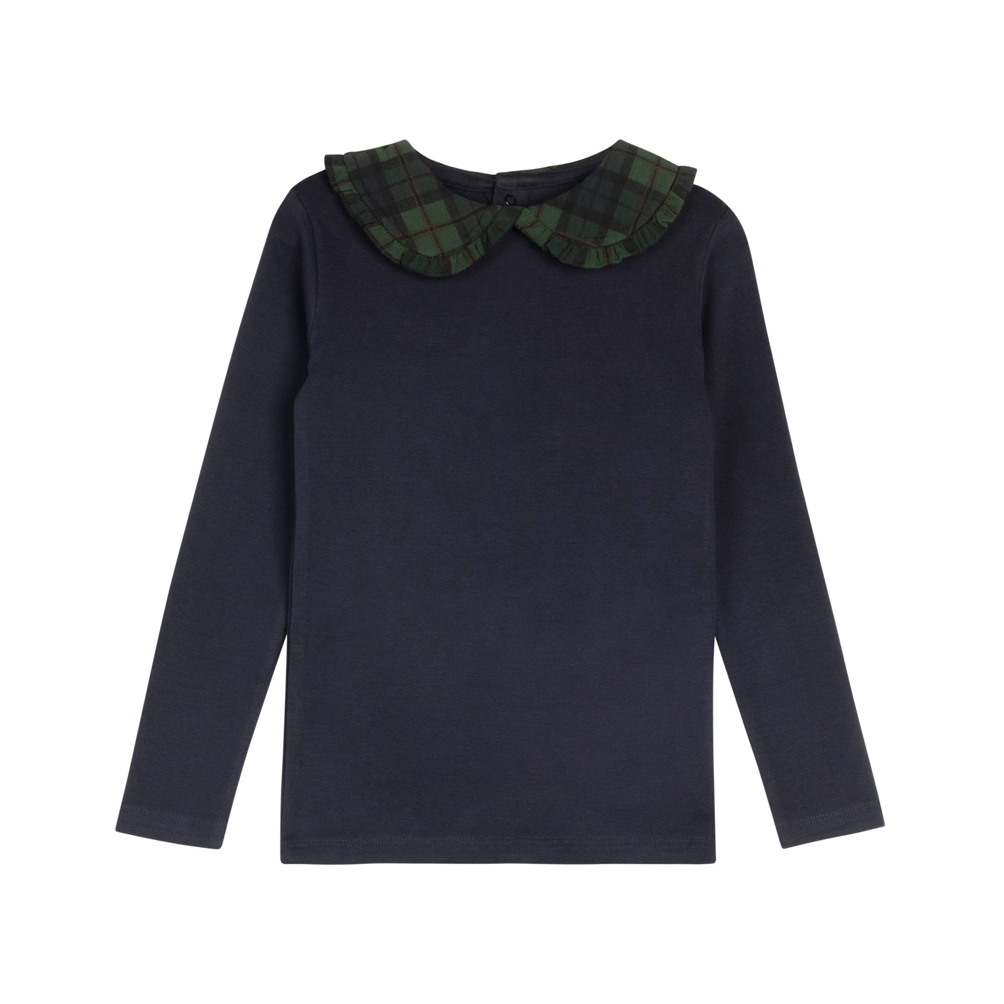T-shirt fille – Marine – Écossais