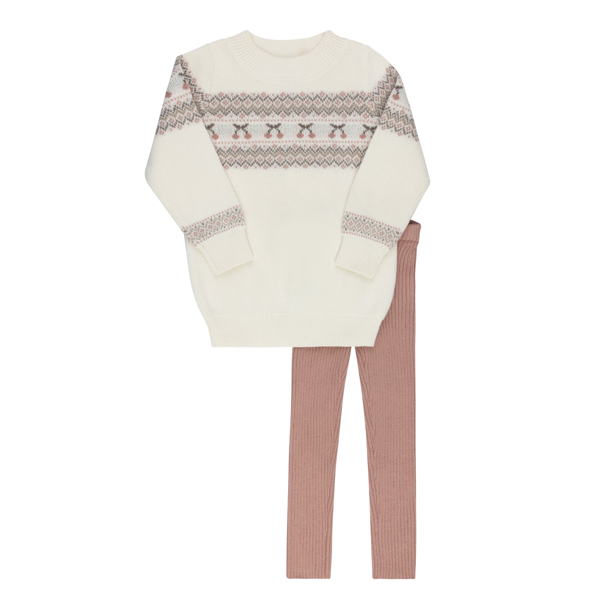 Ensemble 2 pièces pour petites filles – Ivoire Mauve