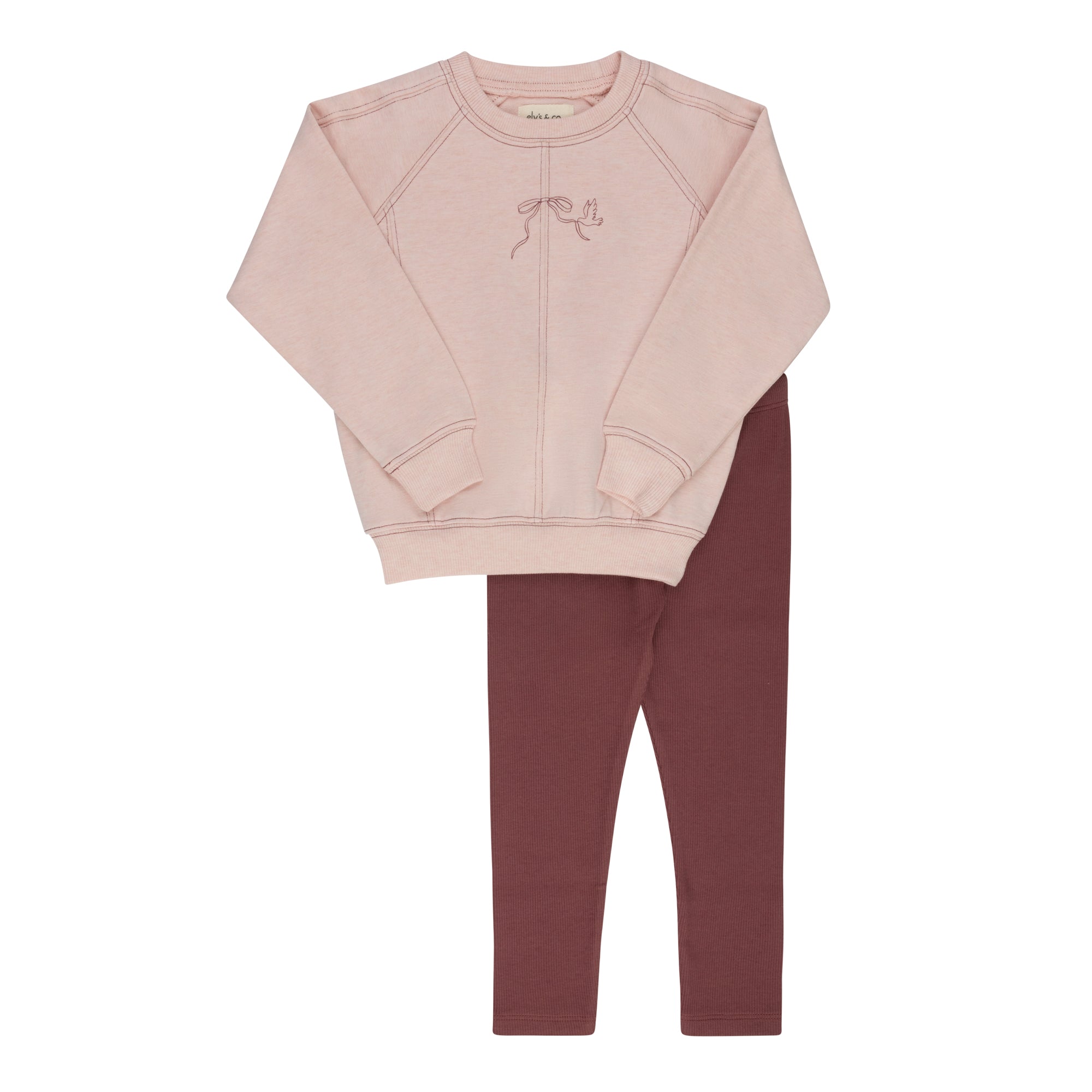 Ensemble 2 pièces pour filles – Rose – Motif oiseau