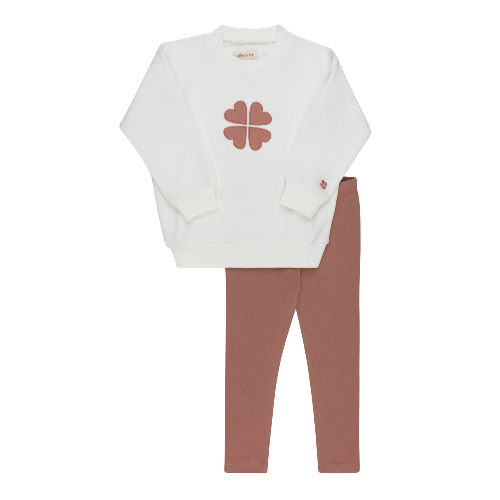 Ensemble 2 Pièces Fille – Rose Ivoire – Trèfle Brodé