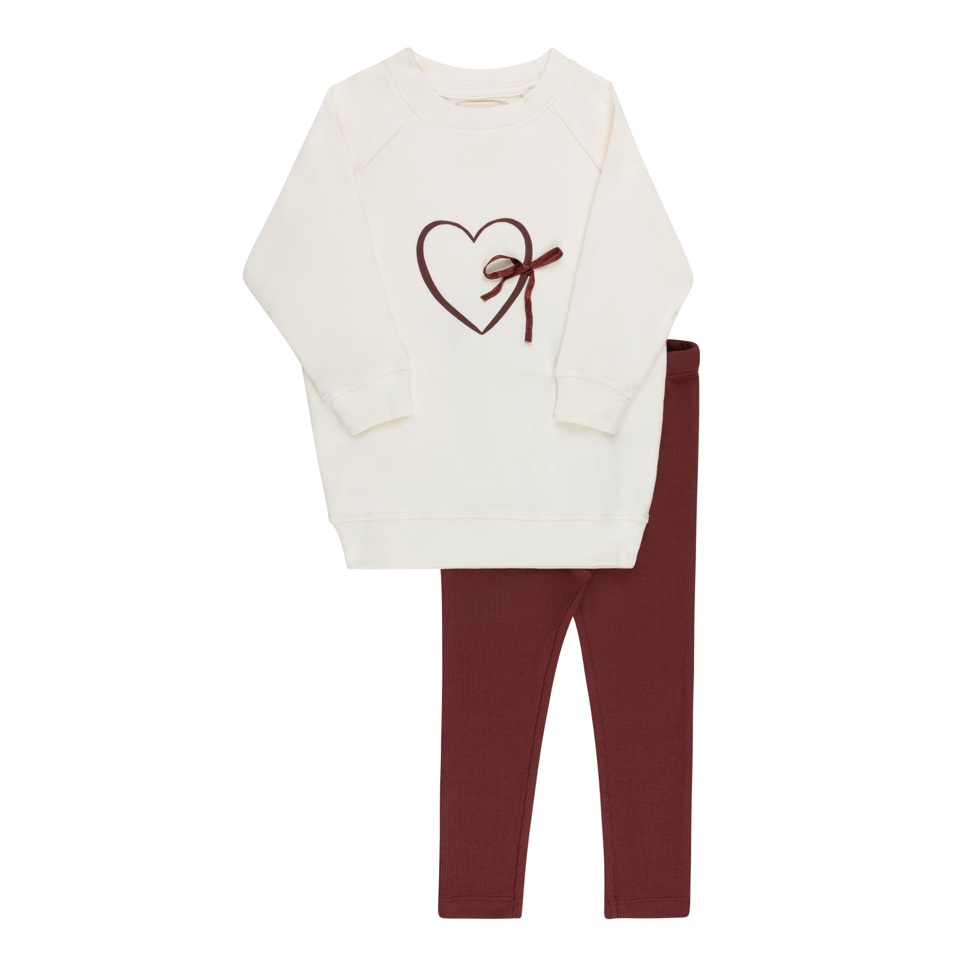 Ensemble 2 pièces fille – Ivoire/Bordeaux – Cœur & Étoile