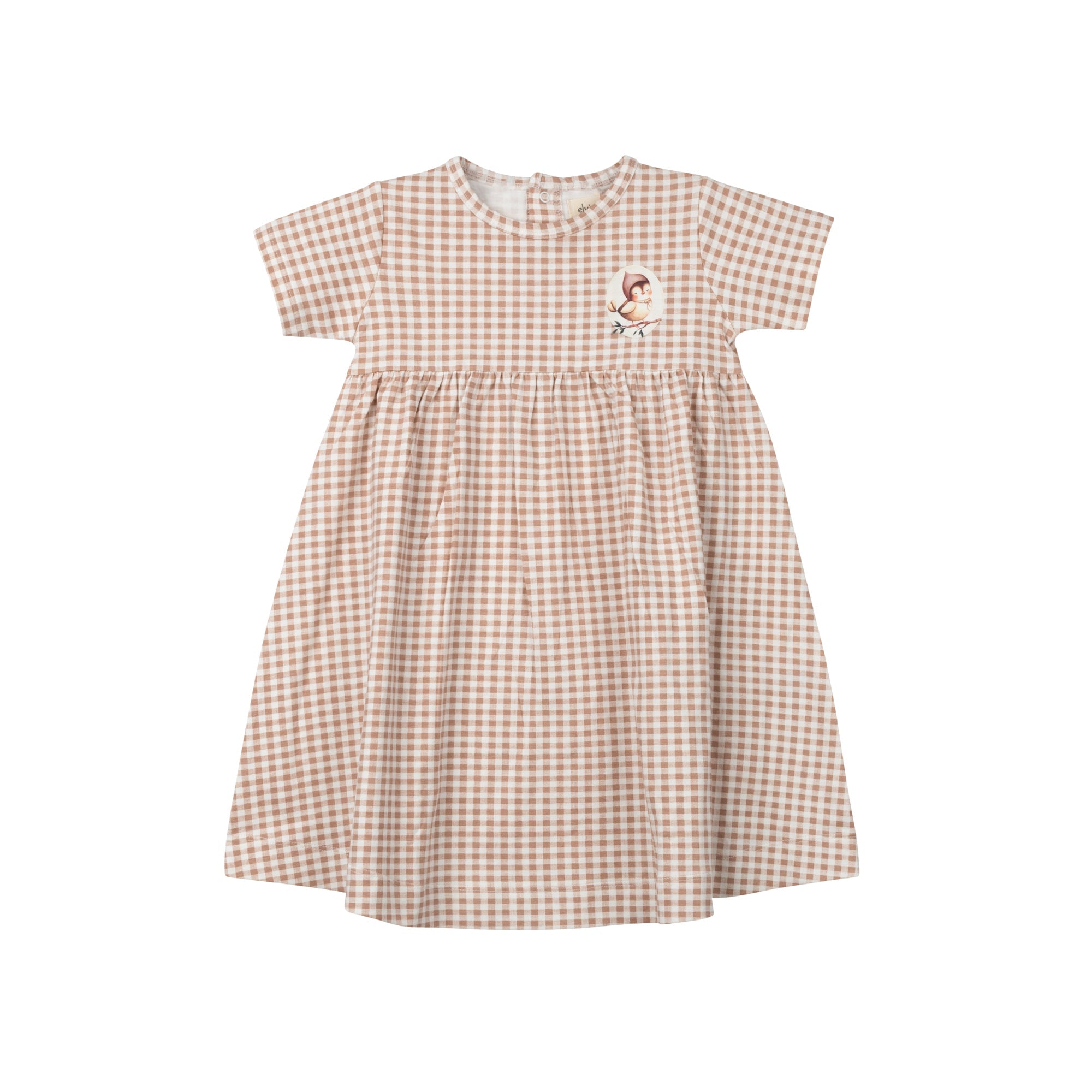 Robe courte à manches courtes pour fille - Mauve - Chouette Vichy