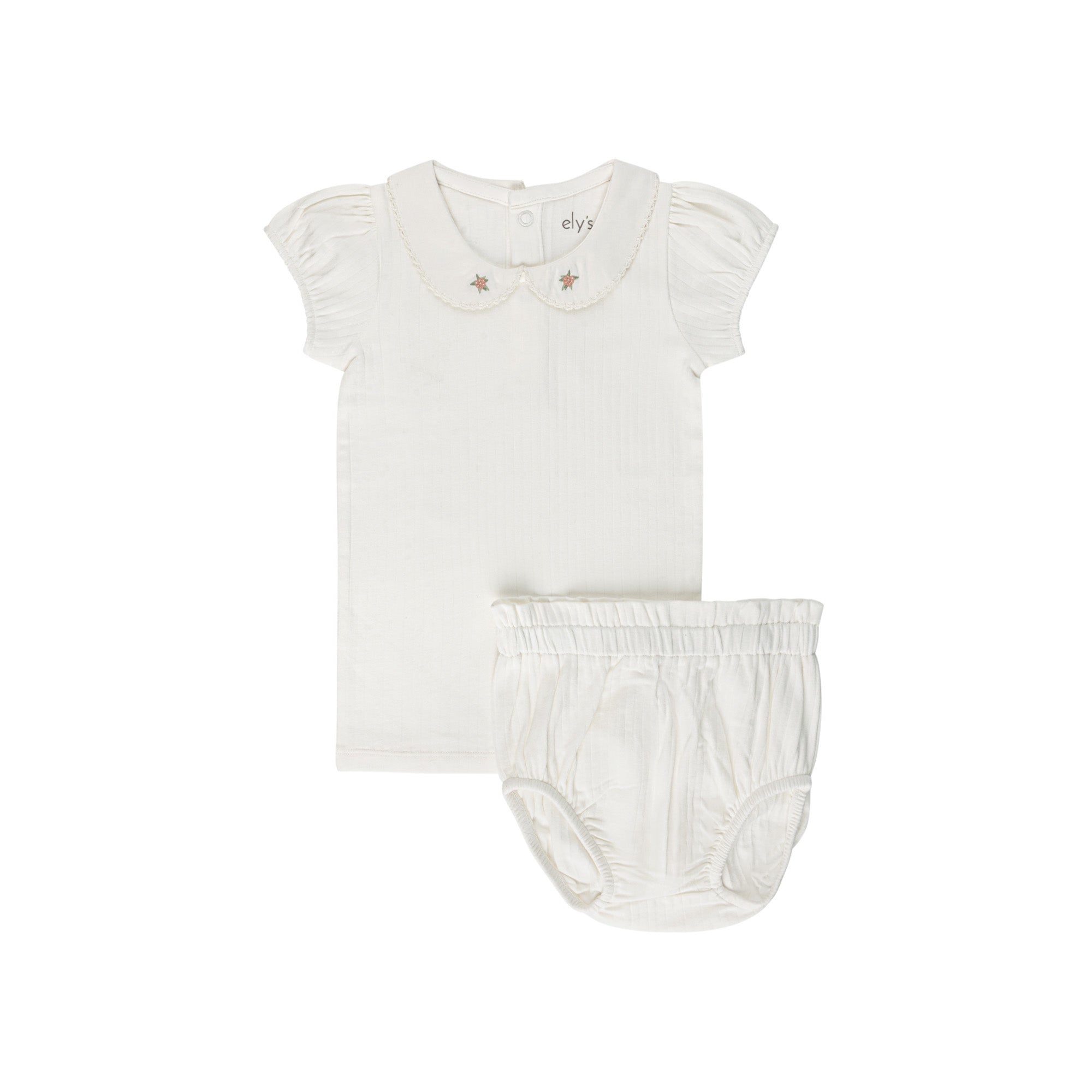 Haut et Bloomer en Coton Larges Côtes Bouton de Rose