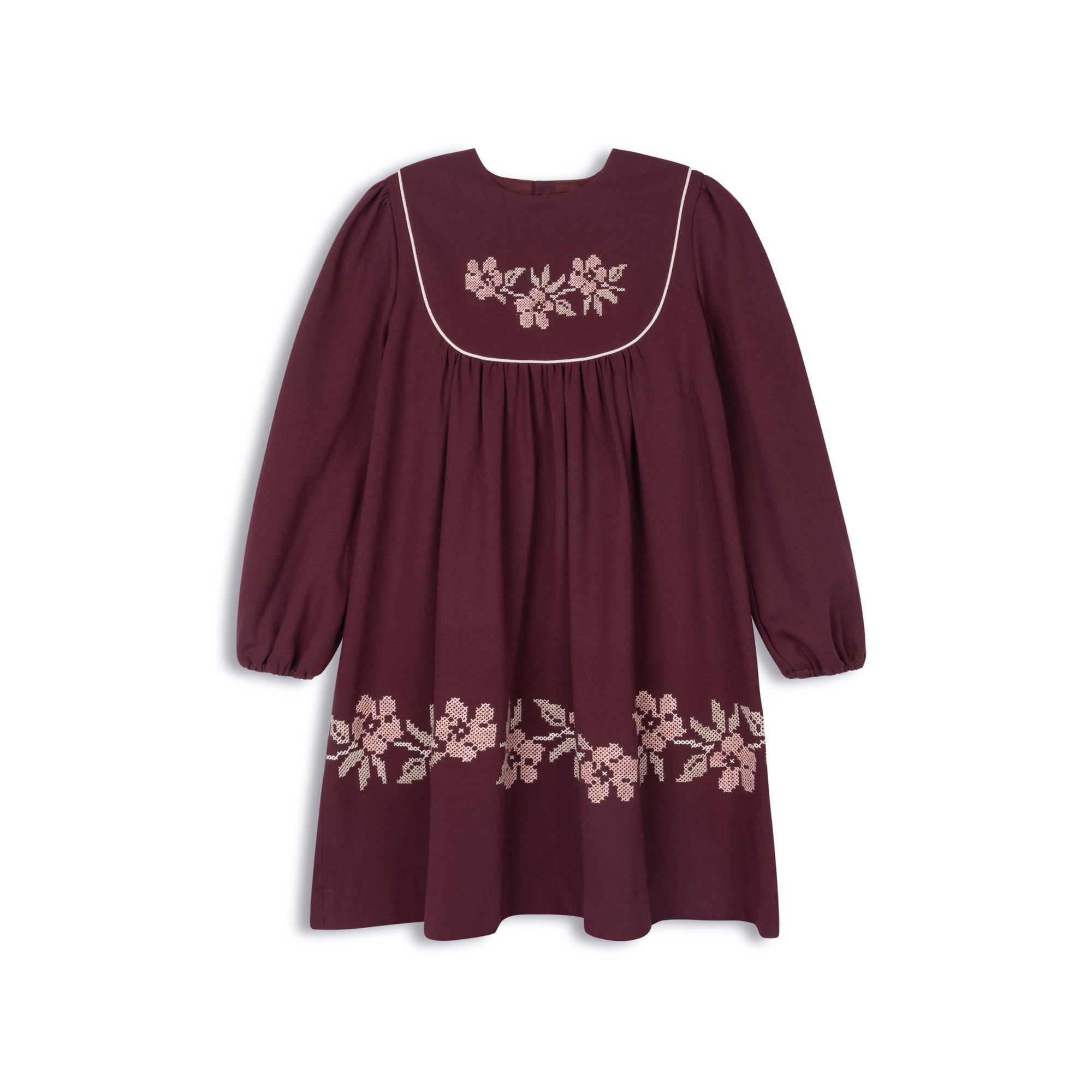 Robe en laine brodée – Rouge