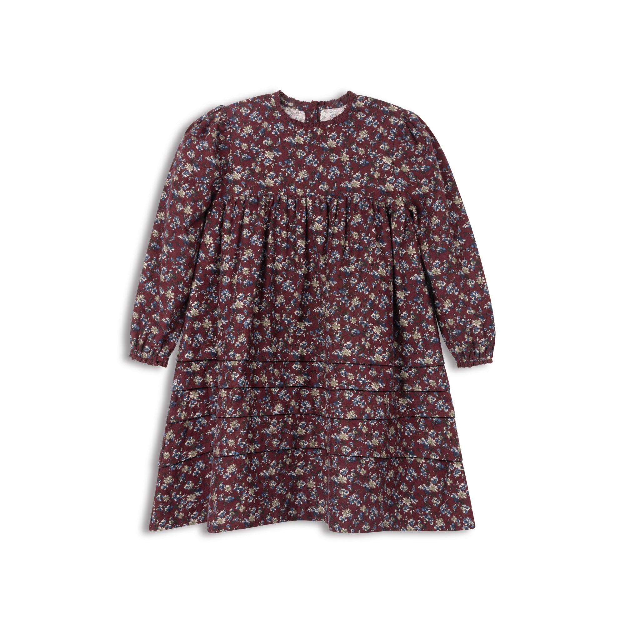 Robe imprimée florale brossée – Lie de vin