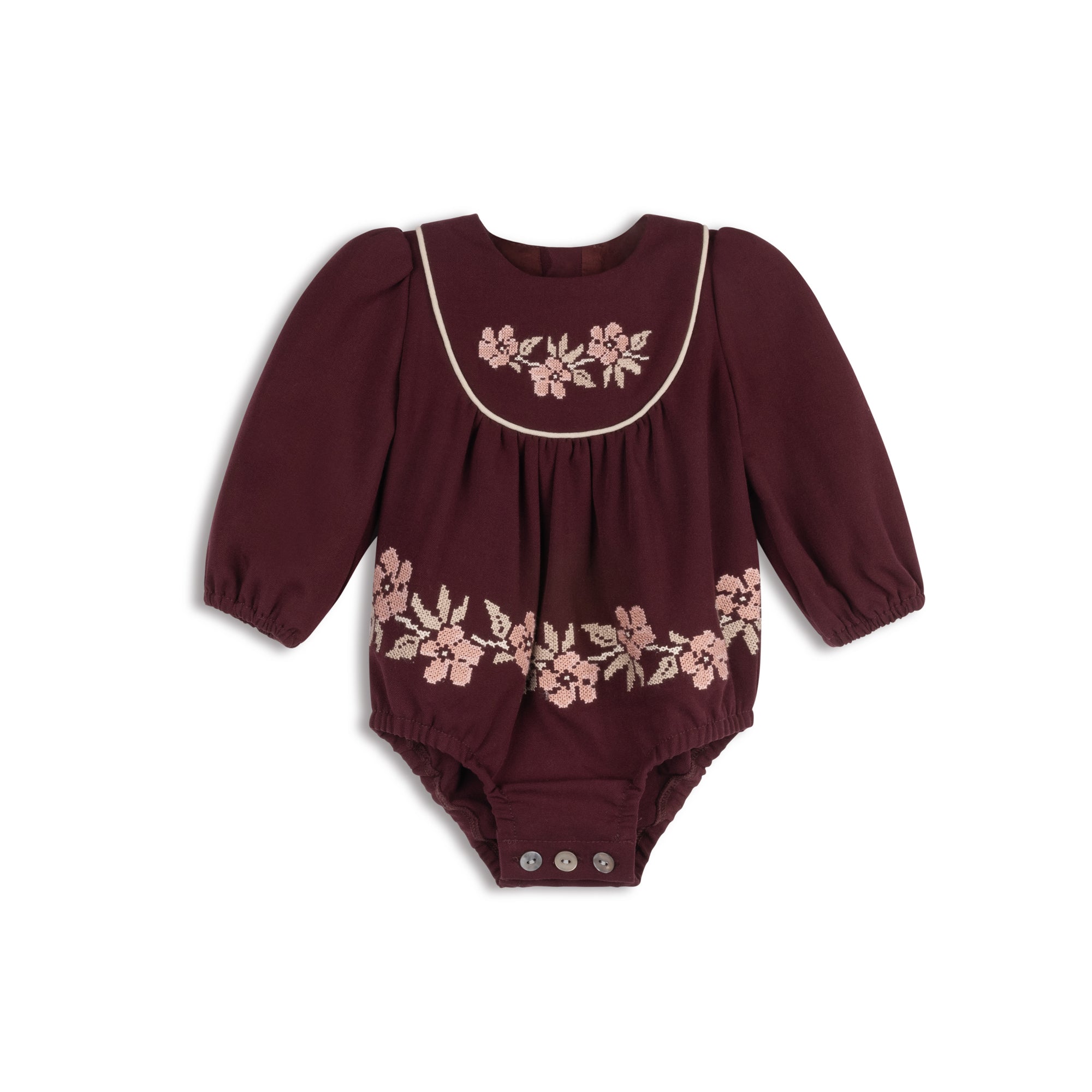 Robe en laine brodée – Rouge