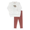 Ensemble 2 pièces fille – Ivoire rose – Brodé