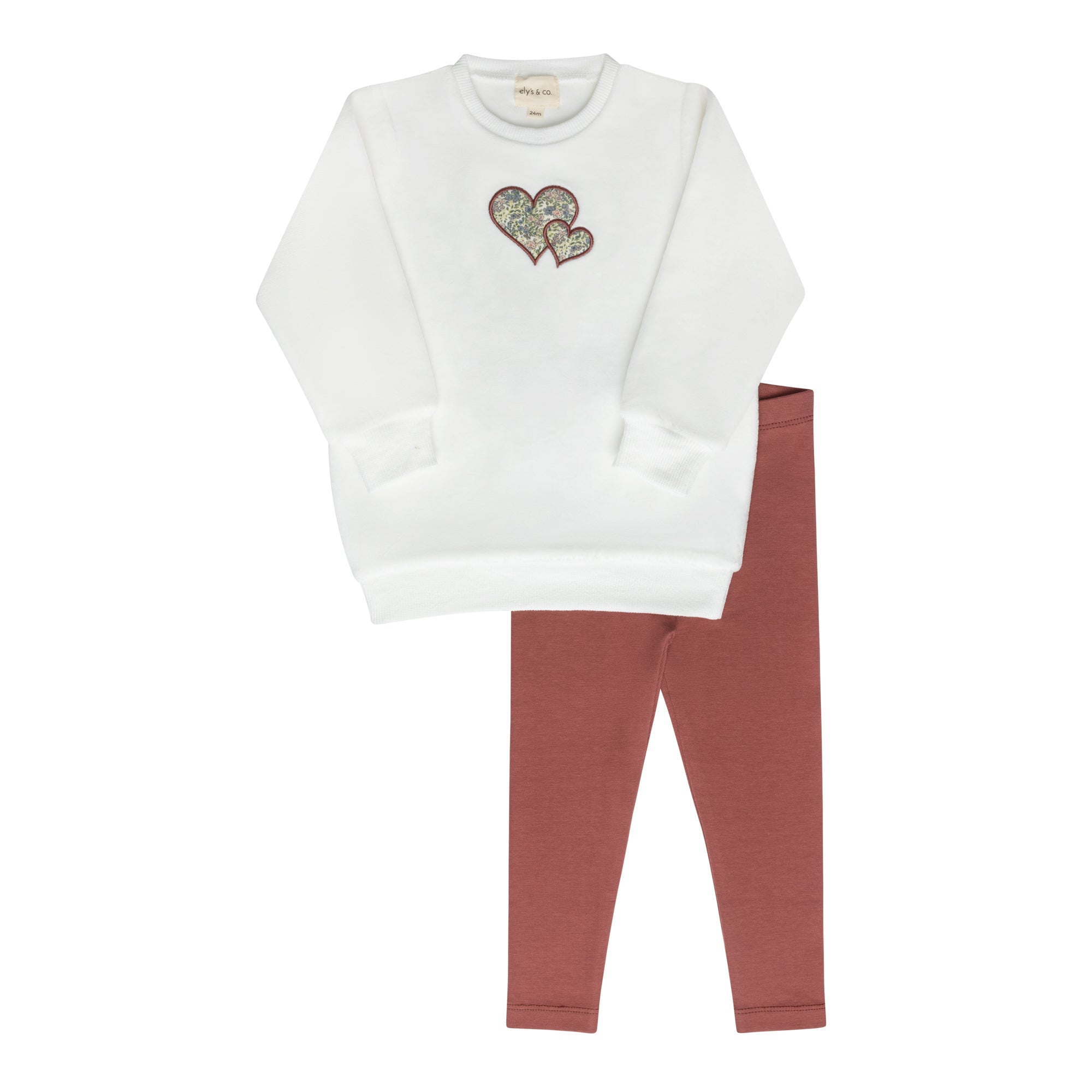 Ensemble 2 pièces fille – Ivoire rose – Brodé
