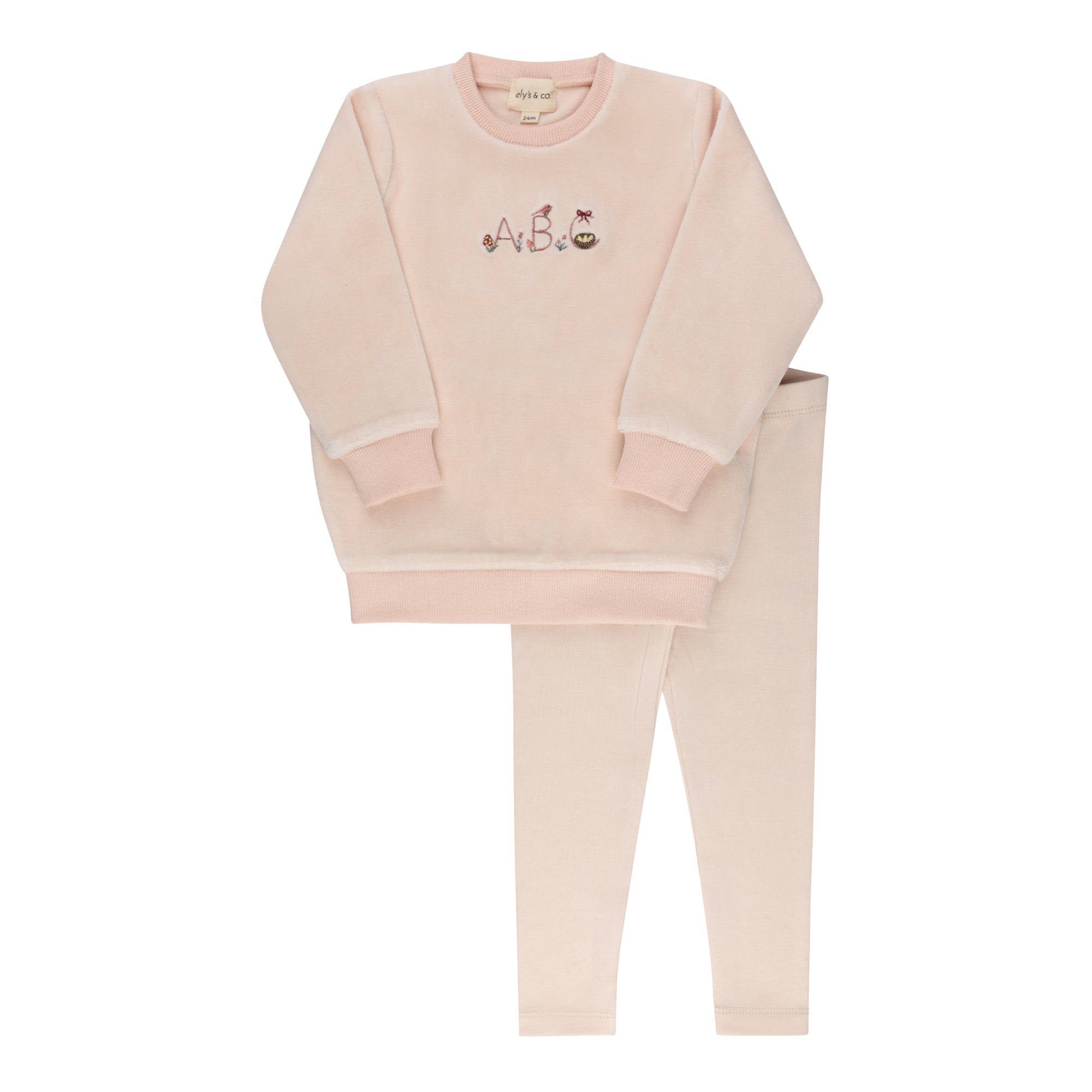 Ensemble 2 pièces pour filles – Rose – Brodé