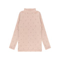 Col roulé fille – Rose – Pois fleuris