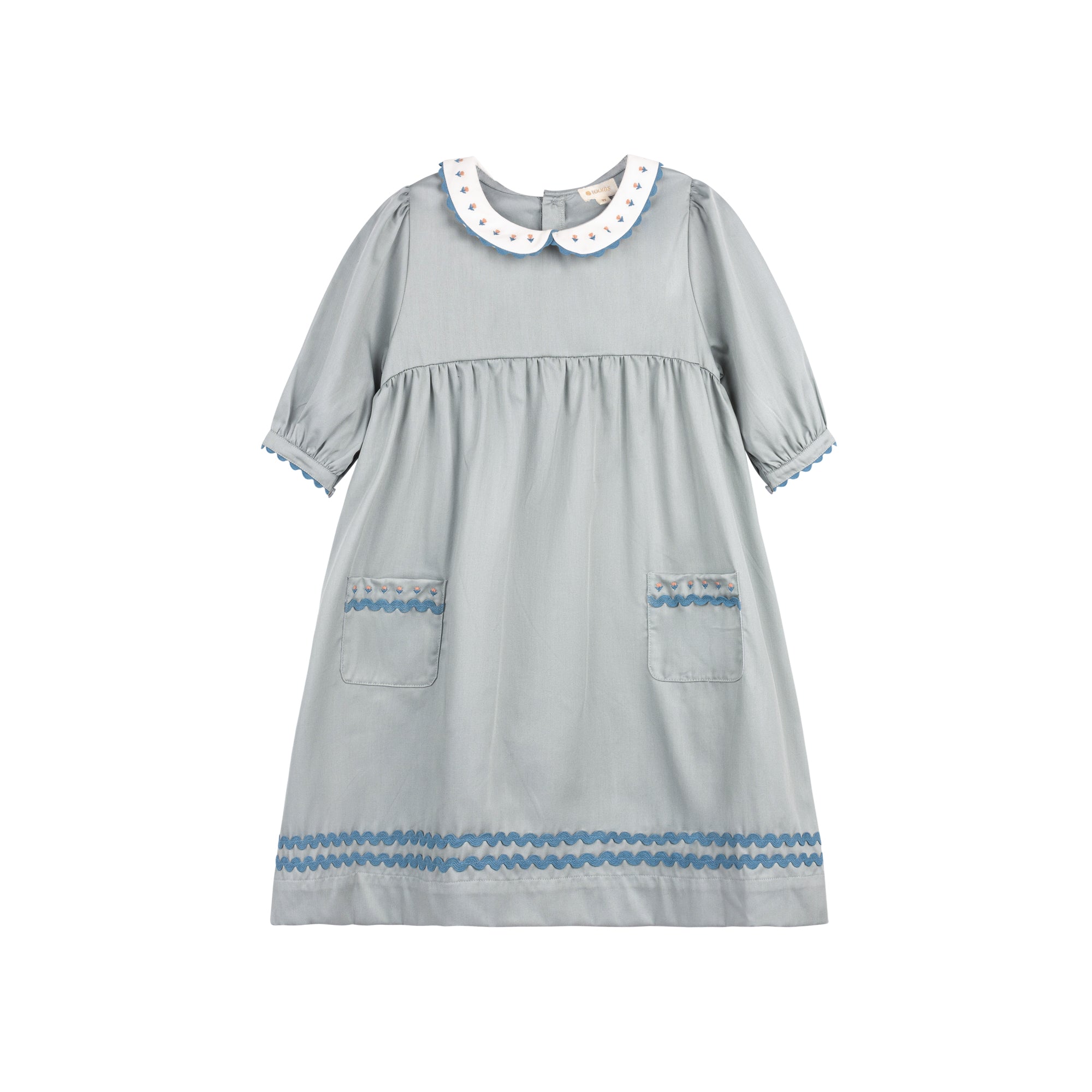 Robe à col tulipe et manches trois-quarts