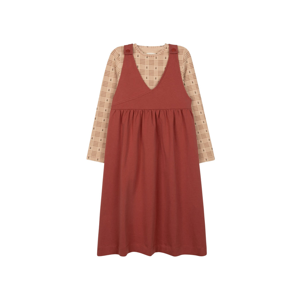 Pull à carreaux fleuri en coton – Rose