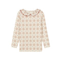 T-shirt à volants imprimé floral à carreaux en coton – Ivoire/Rose