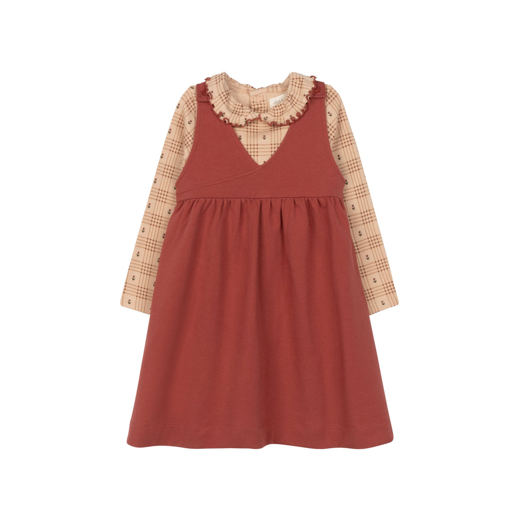 Pull à carreaux fleuri en coton – Rose