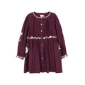 Robe en coton cintrée brodée de fleurs – Lie-de-vin