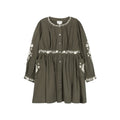 Robe en coton brodée fleurie à taille cintrée
