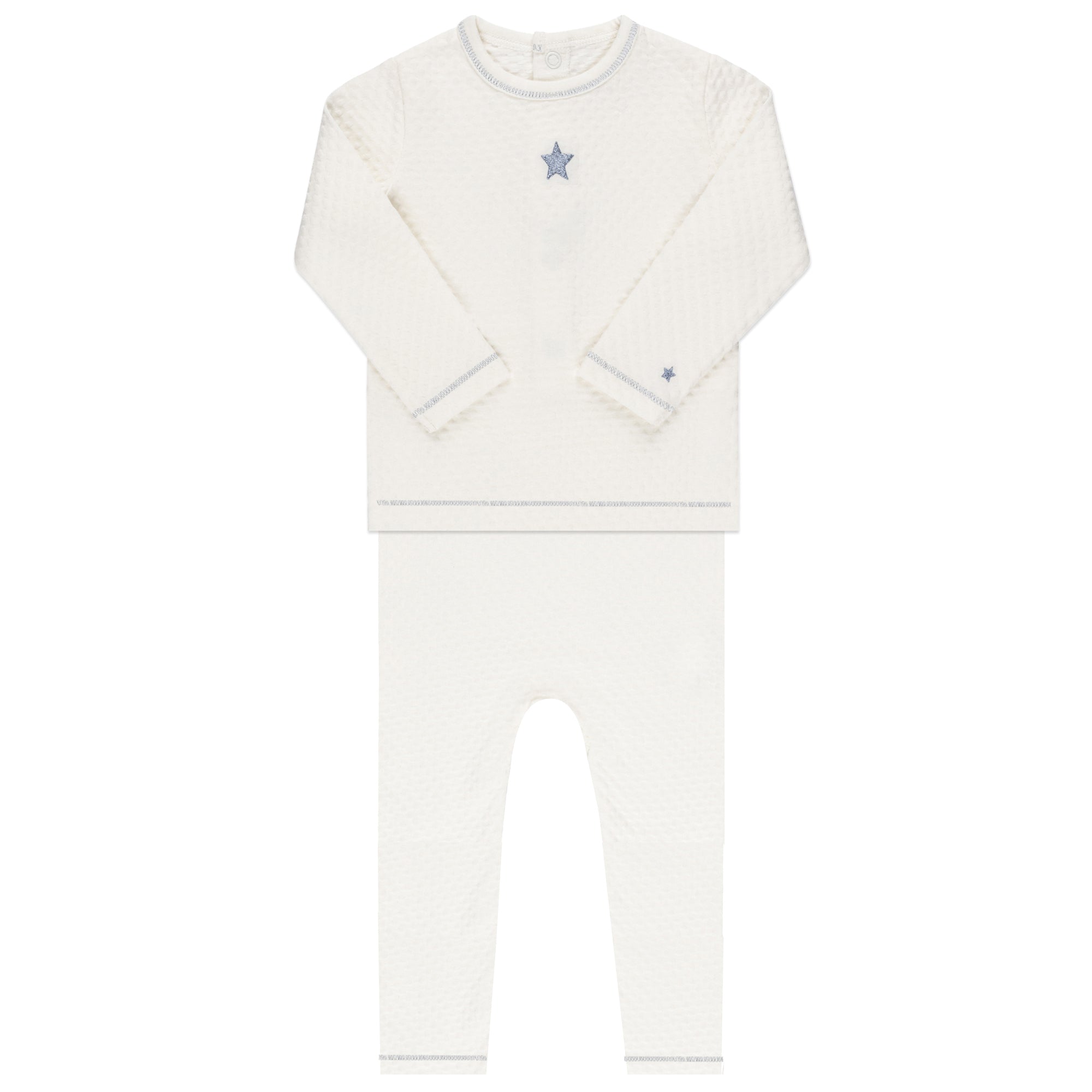 Ensemble de détente en coton brodé cœurs et étoiles