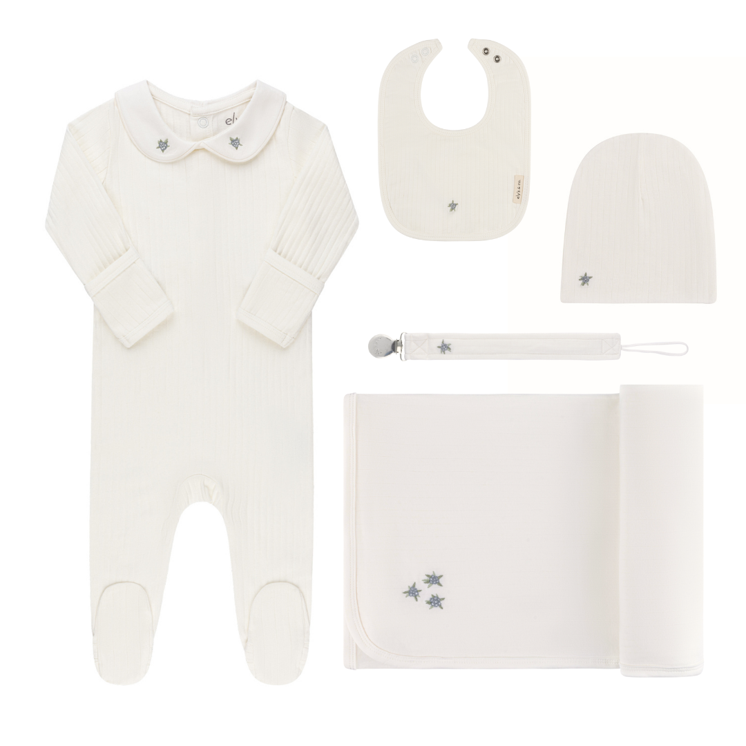 Coffret De Luxe Naissance en Coton Nervuré Rosebud