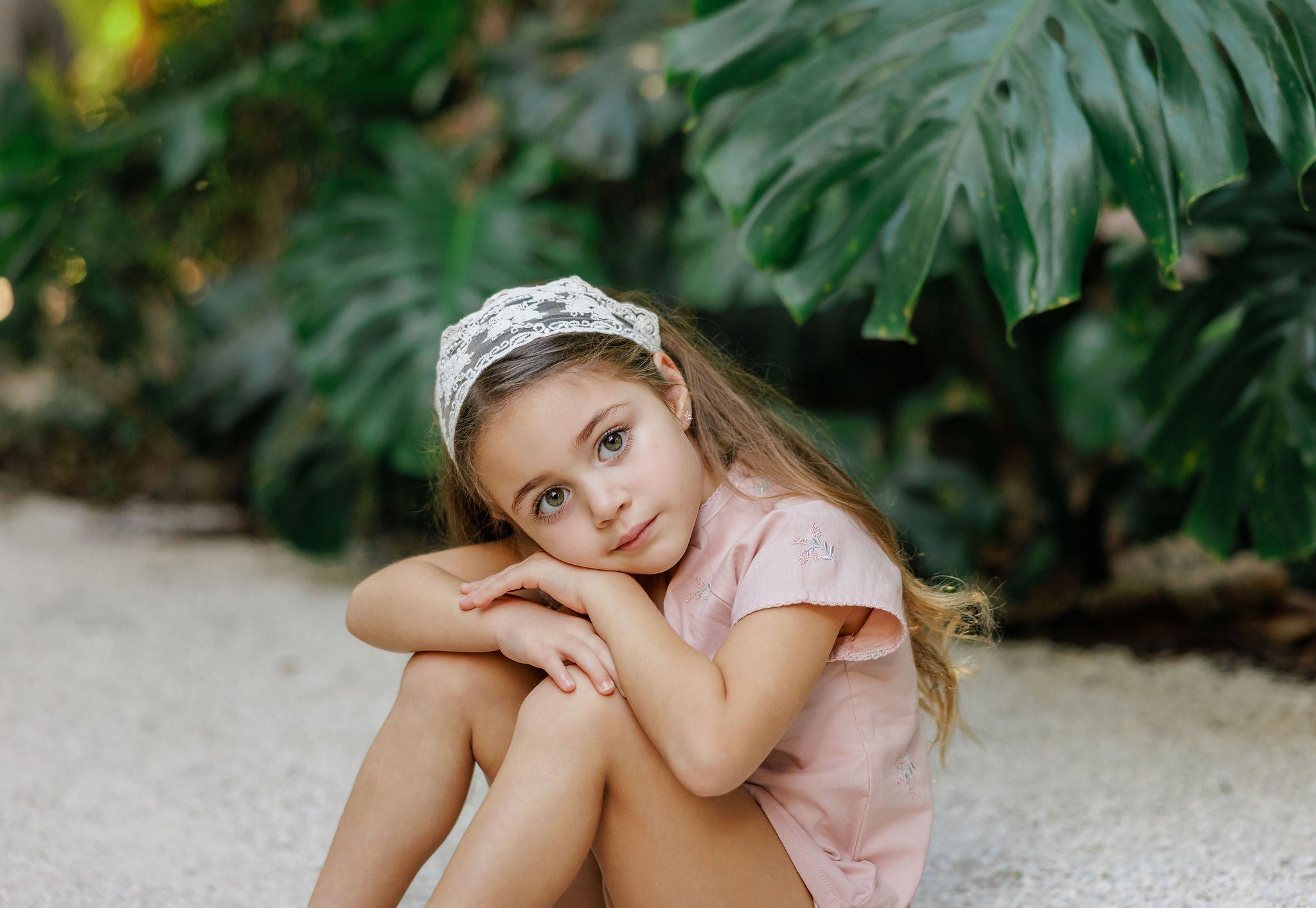 Ensemble 2 pièces fille brodé floral – Rose