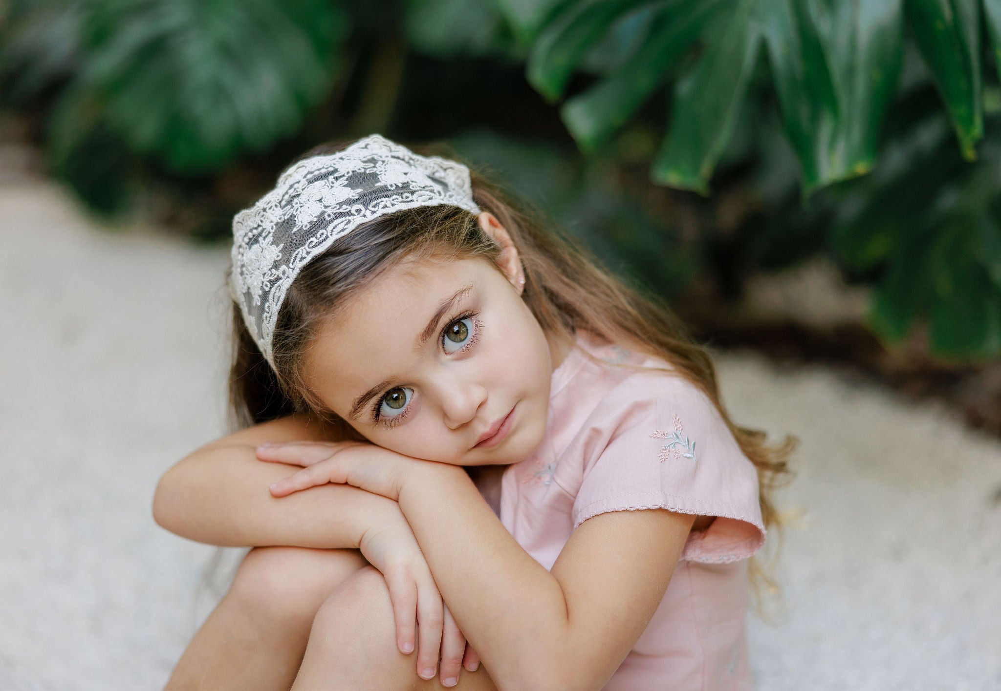 Ensemble 2 pièces fille brodé floral – Rose
