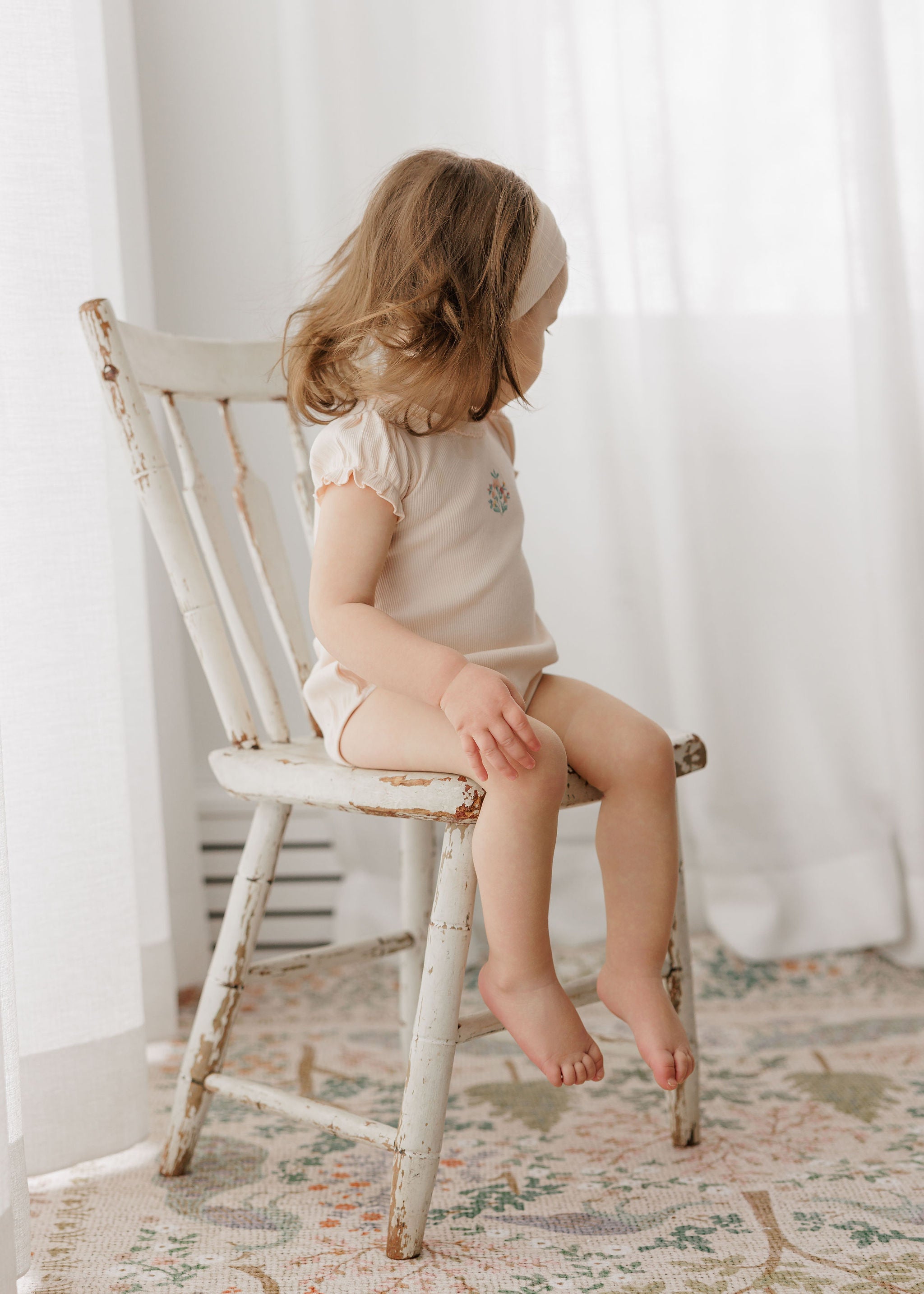 Ensemble T-shirt et Bloomer Fille - Rose - Motifs floraux brodés
