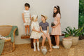 Robe Courte Fille Broderie Florale Manches Courtes – Ivoire
