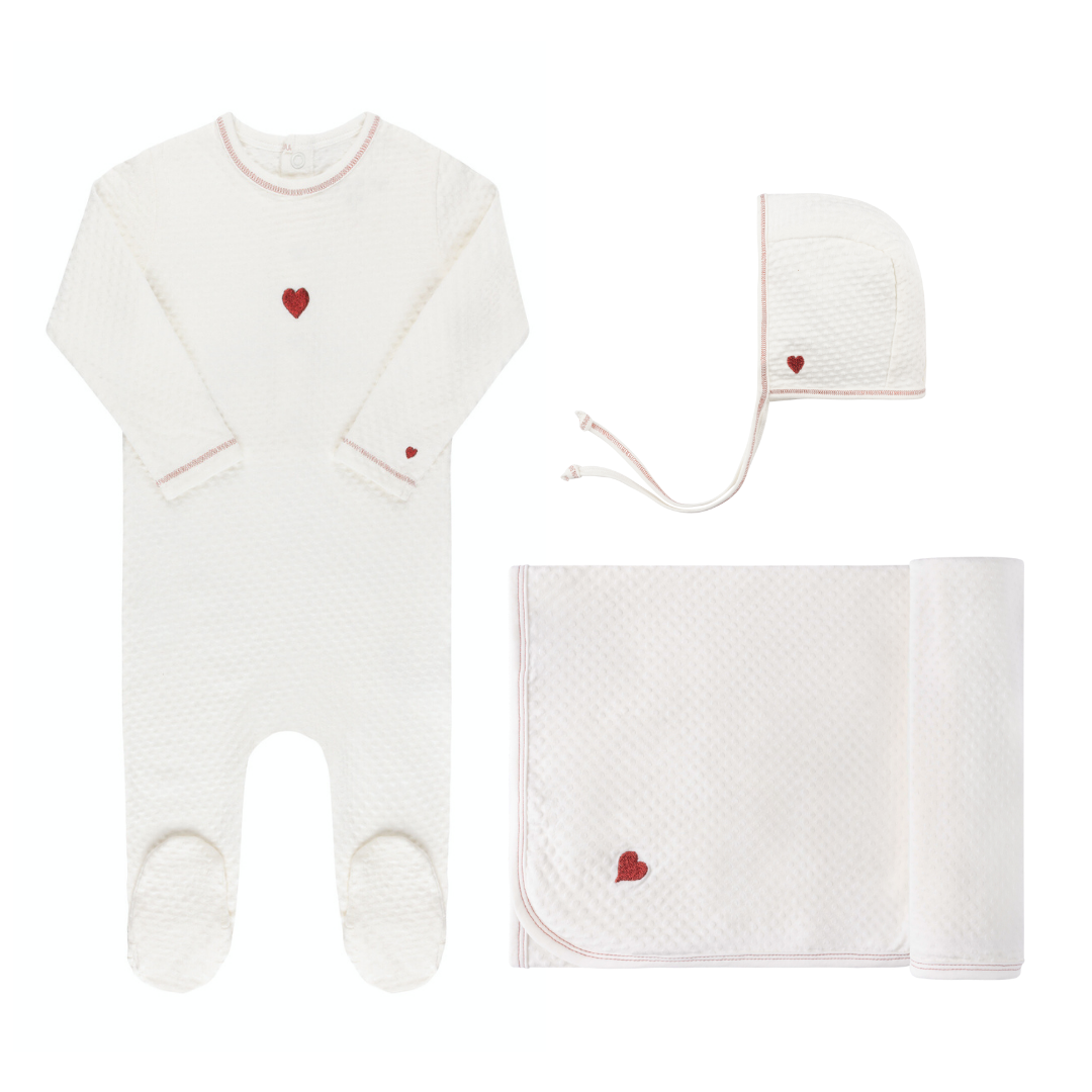 Ensemble « Emmène-moi à la maison » en coton brodé cœur et étoile