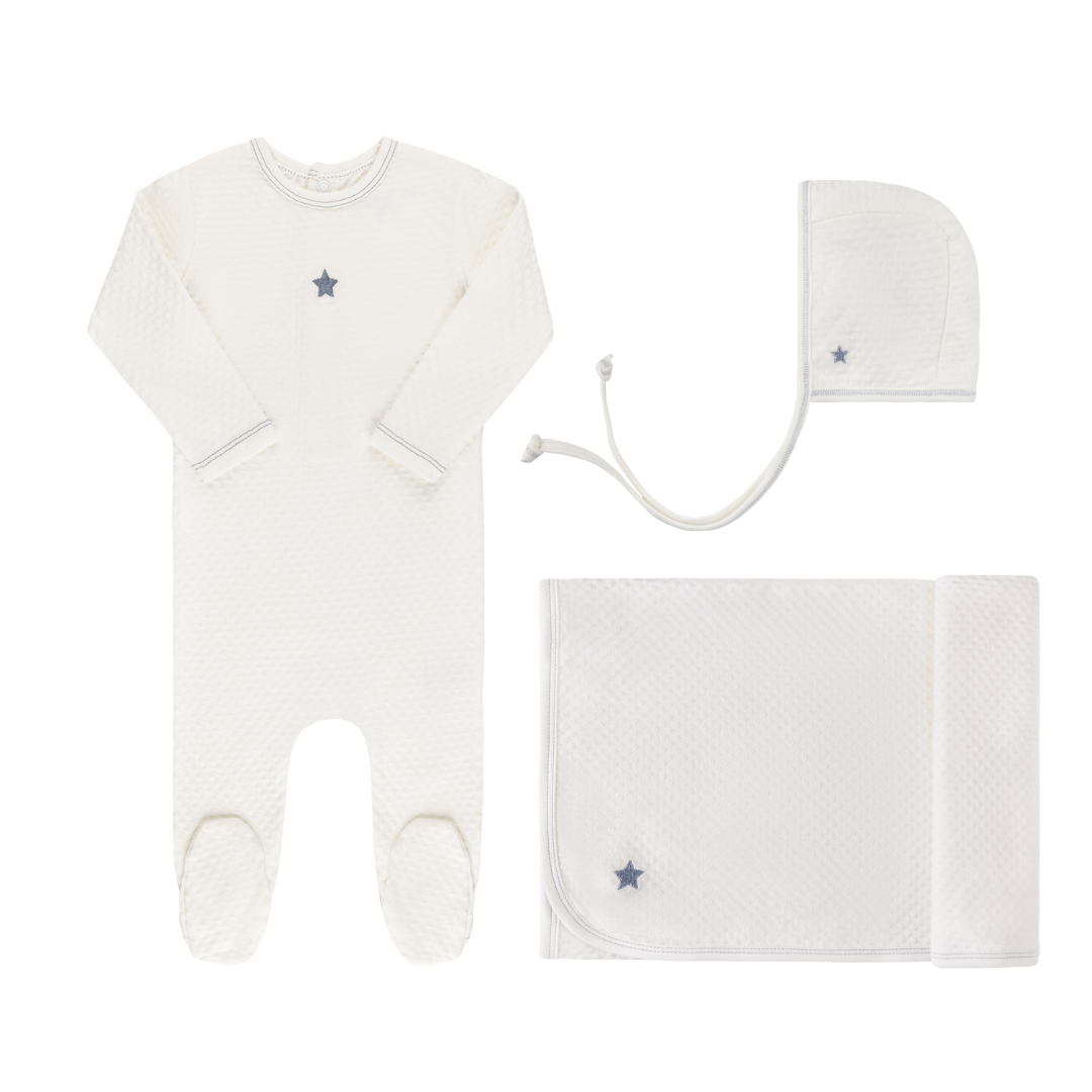 Ensemble « Emmène-moi à la maison » en coton brodé cœur et étoile