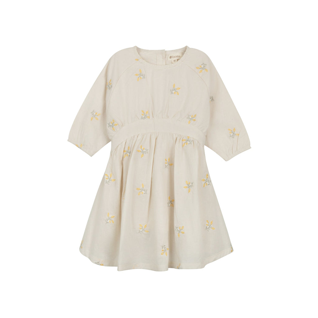 Robe florale brodée pour fille – Ivoire