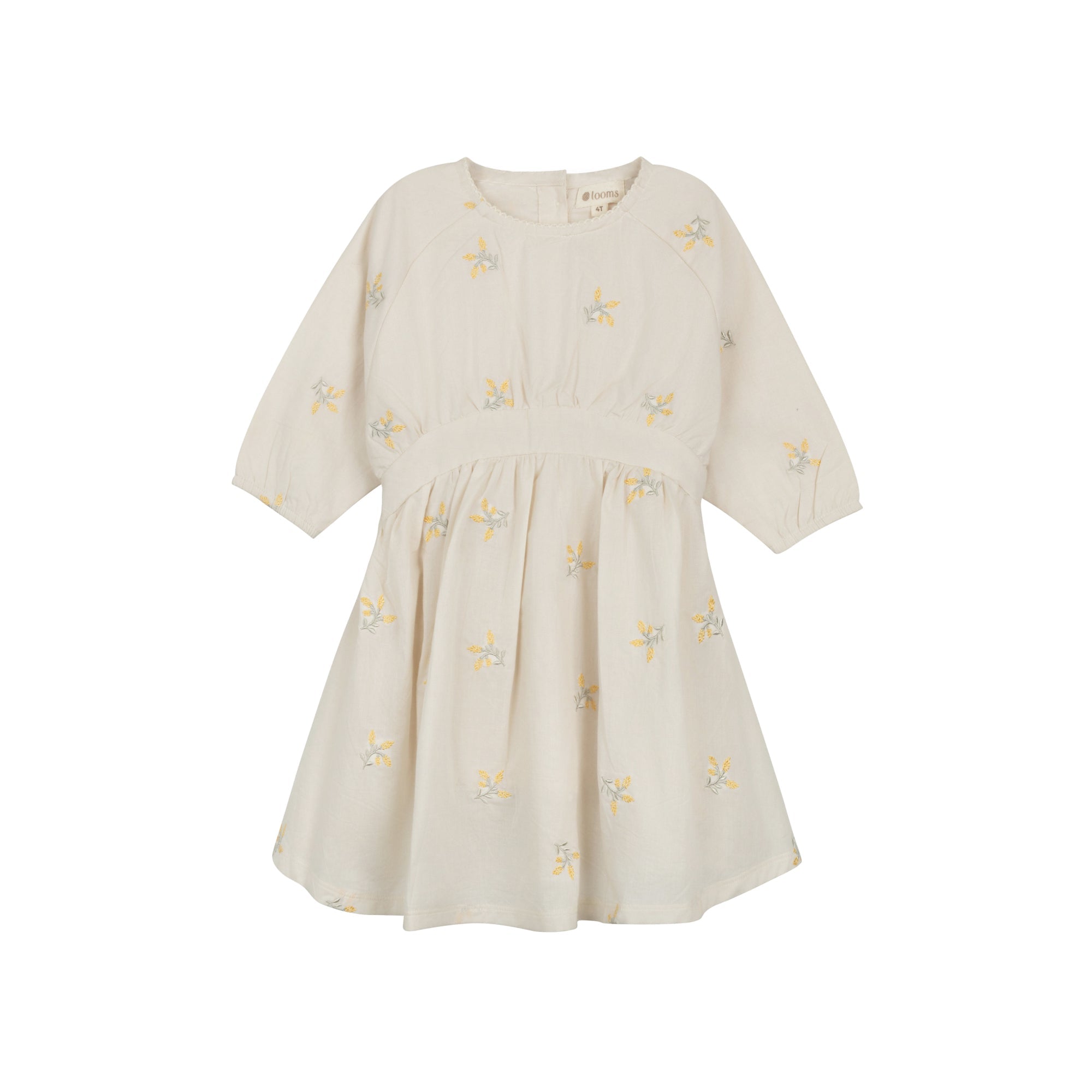 Robe florale brodée pour fille – Ivoire