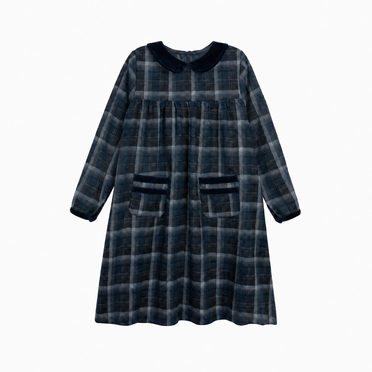 Robe Fille – Bleue – À Carreaux