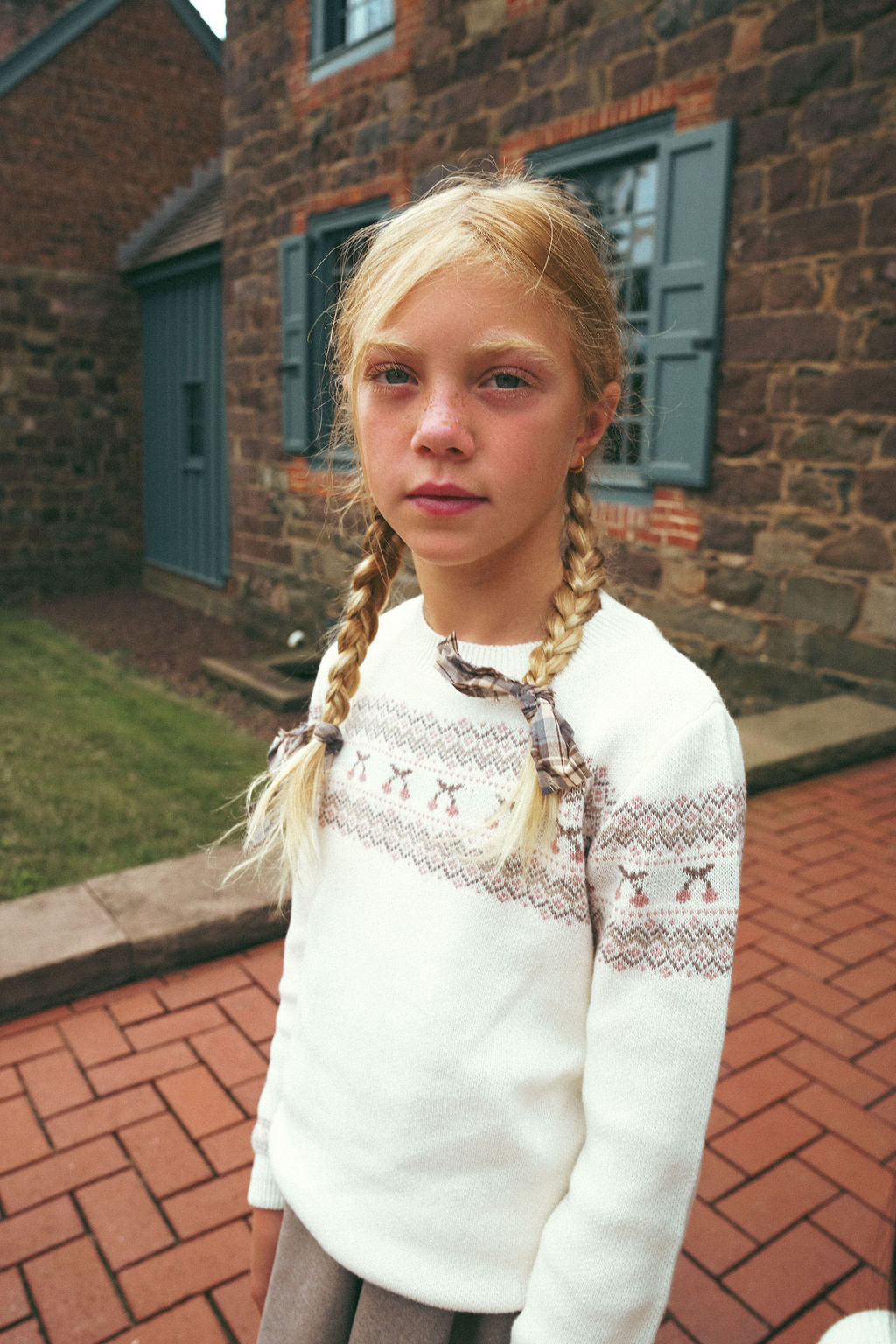 Pull-over pour fille – Ivoire mauve