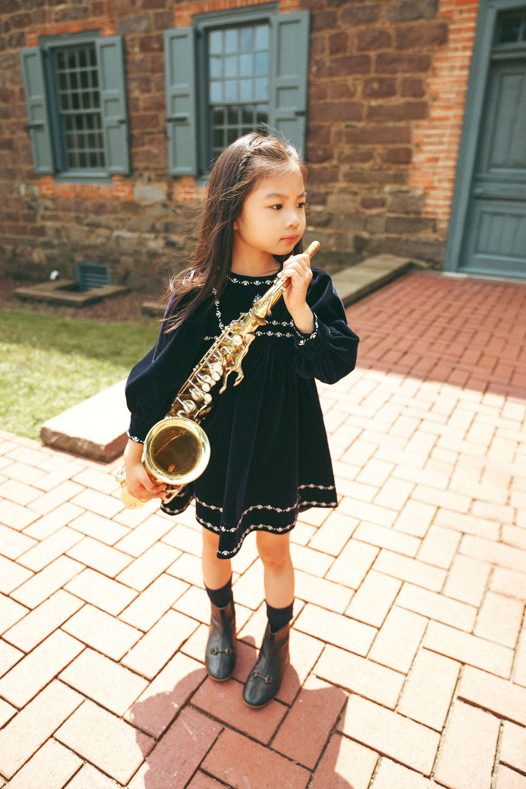 Robe Fille – Marine – Bordure Brodé