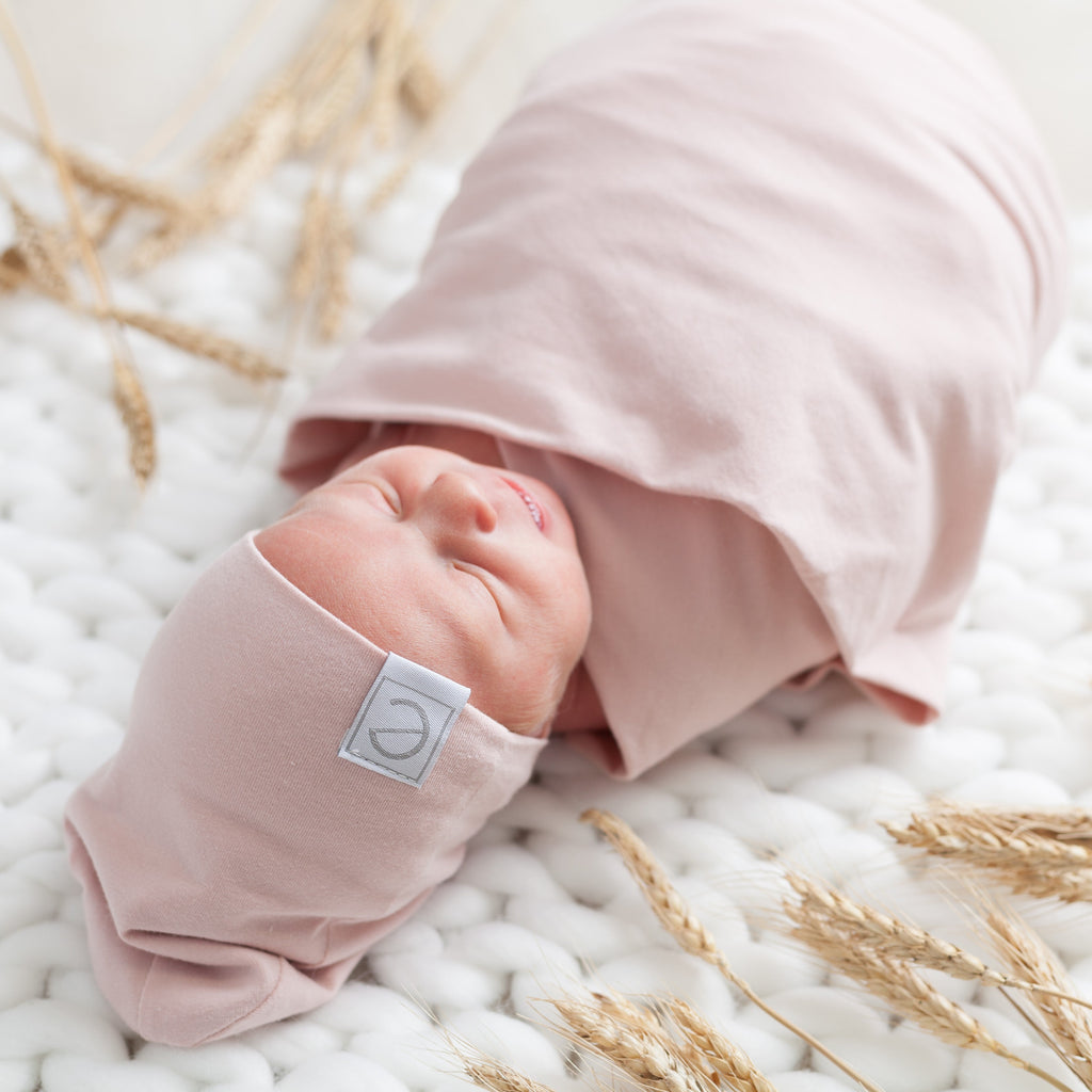 Bonnet en jersey de coton - Rose poudré