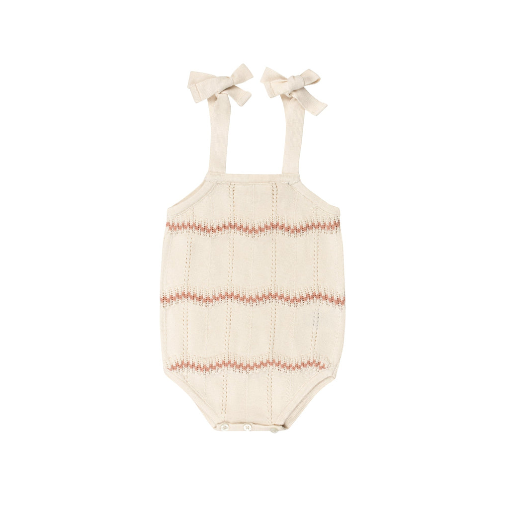 Salopette en tricot Girls Wave – Ivoire/Rose