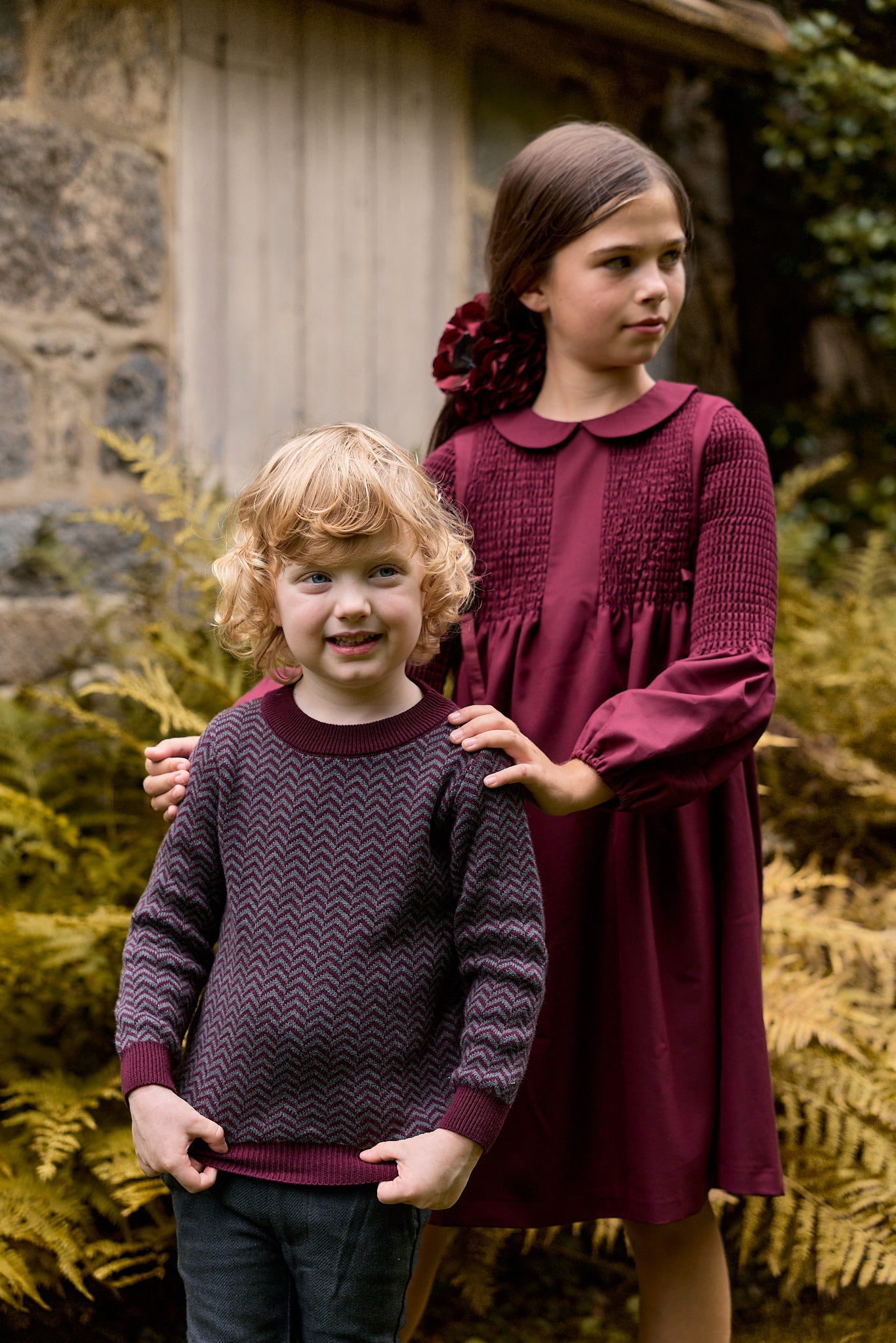 Robe Fille – Bordeaux – Chevrons