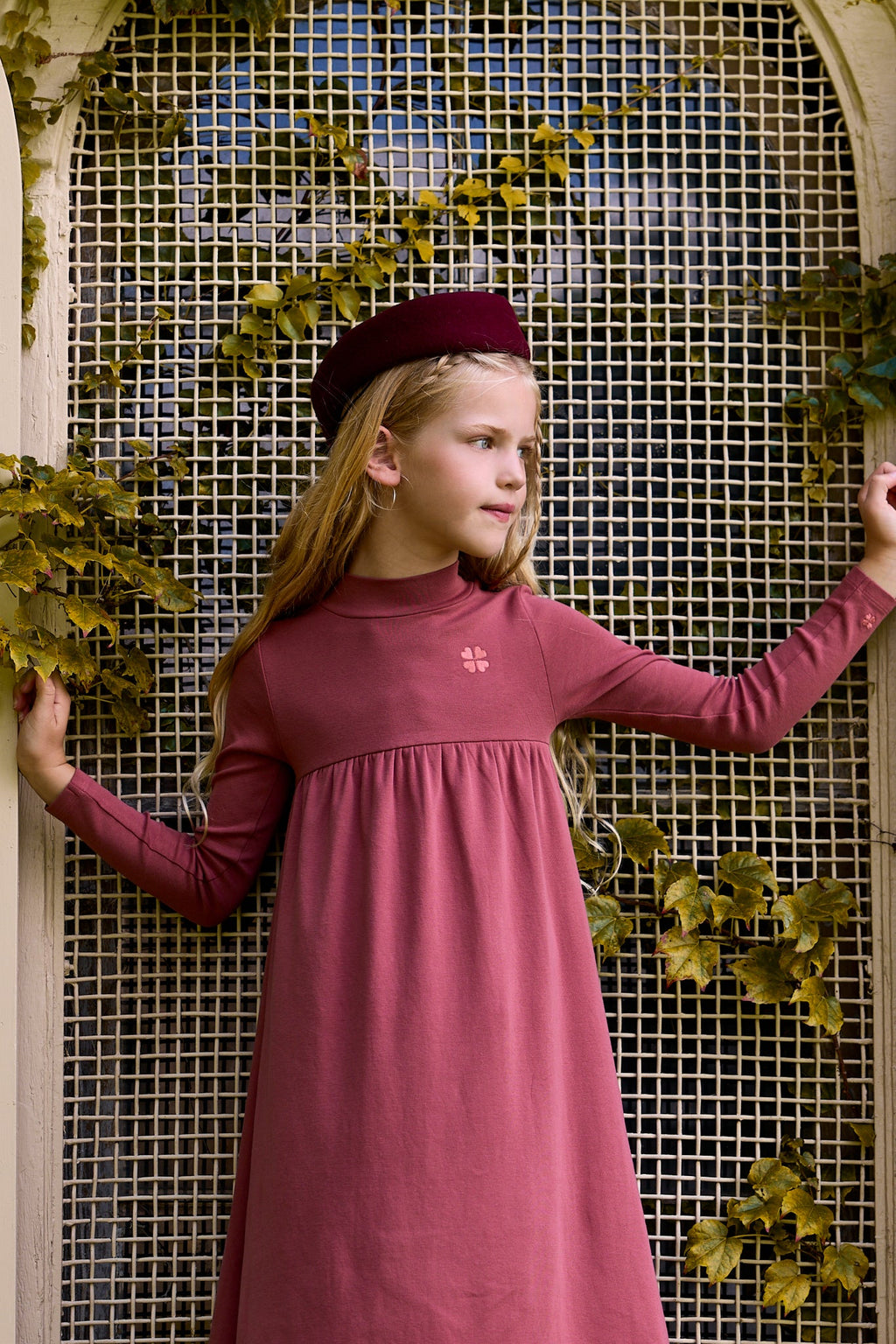 Robe Fille – Rose – Trèfle brodé