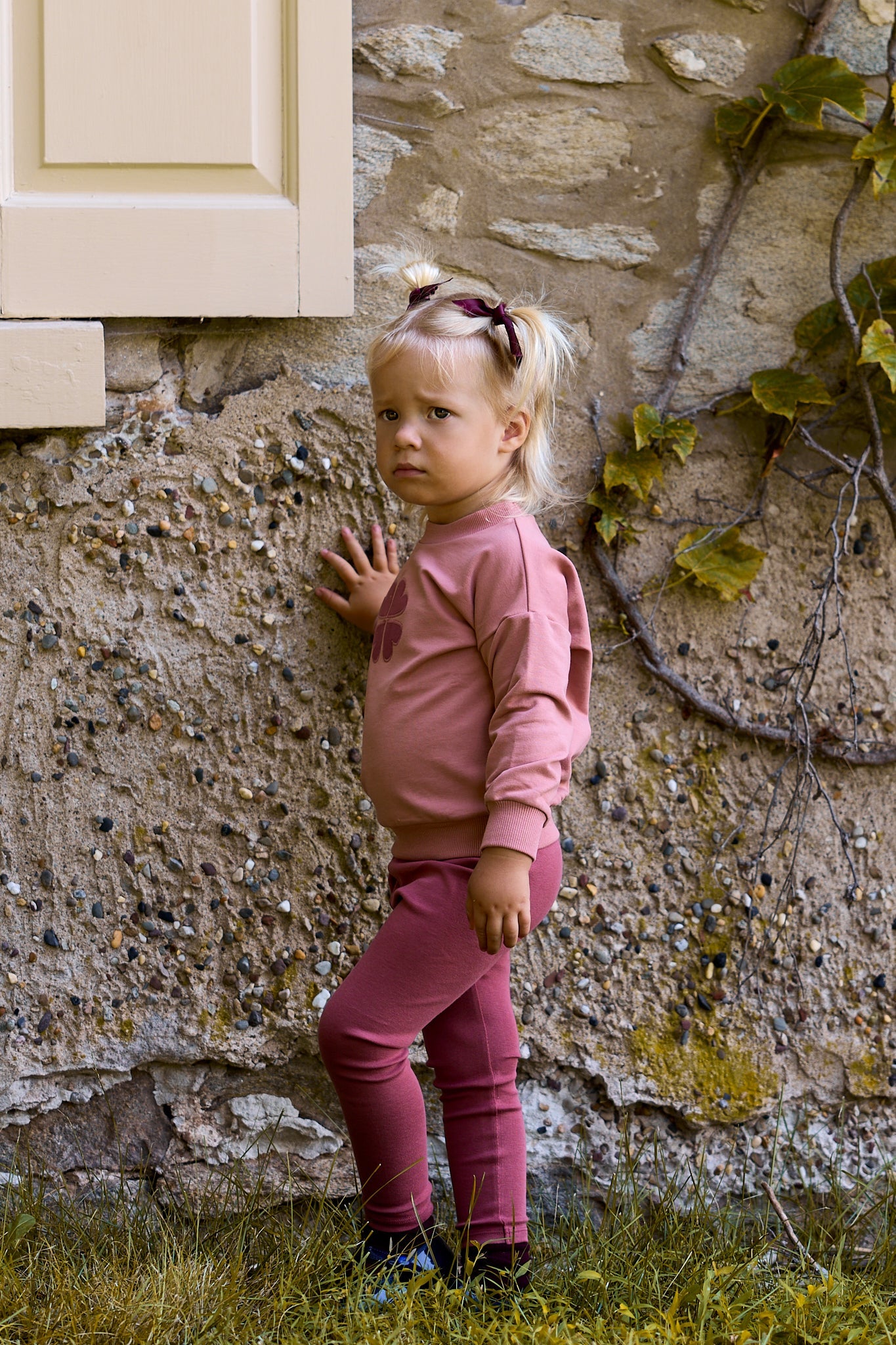 Ensemble 2 pièces fille – Rose – Trèfle brodé