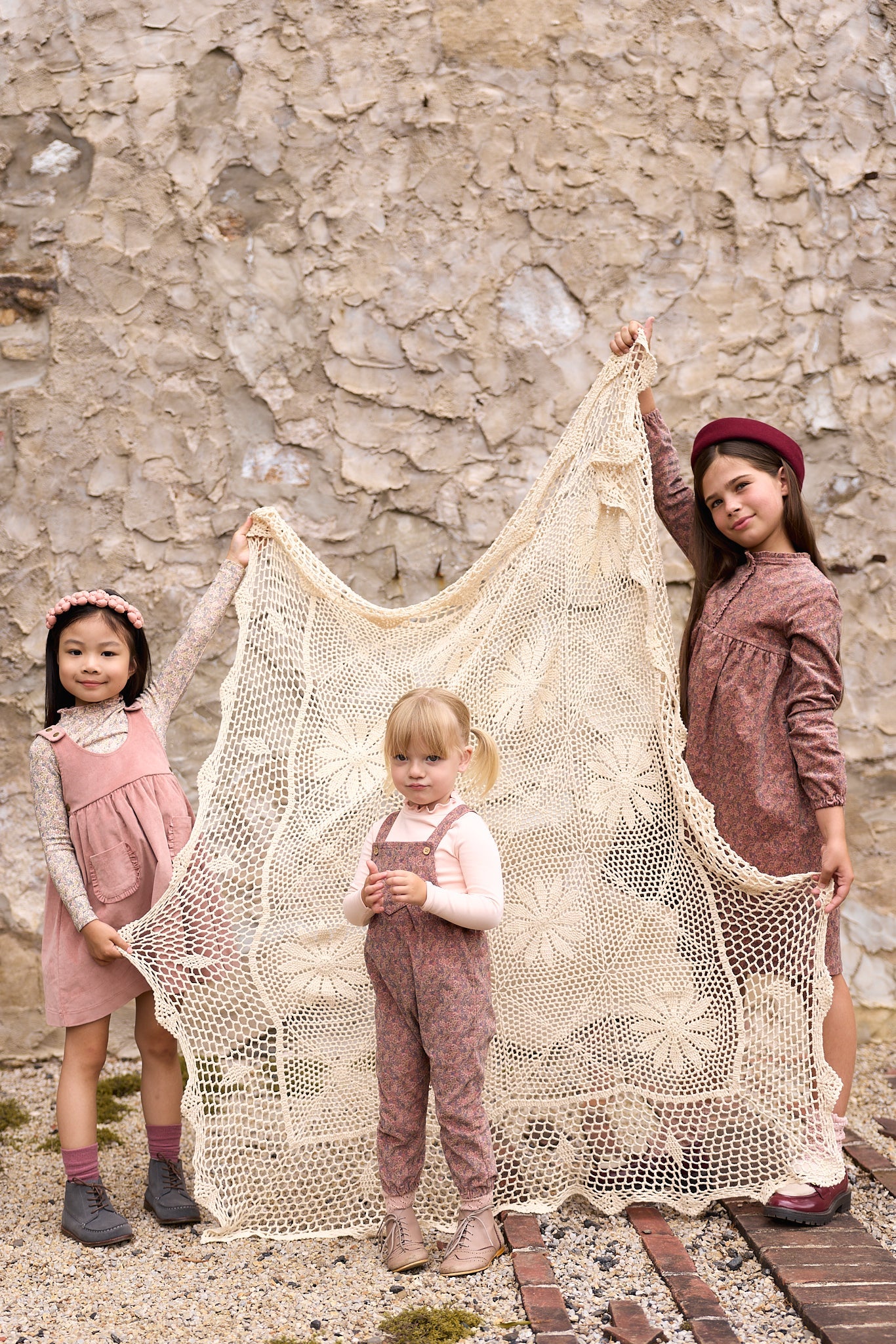 Col roulé imprimé pour filles – Rose