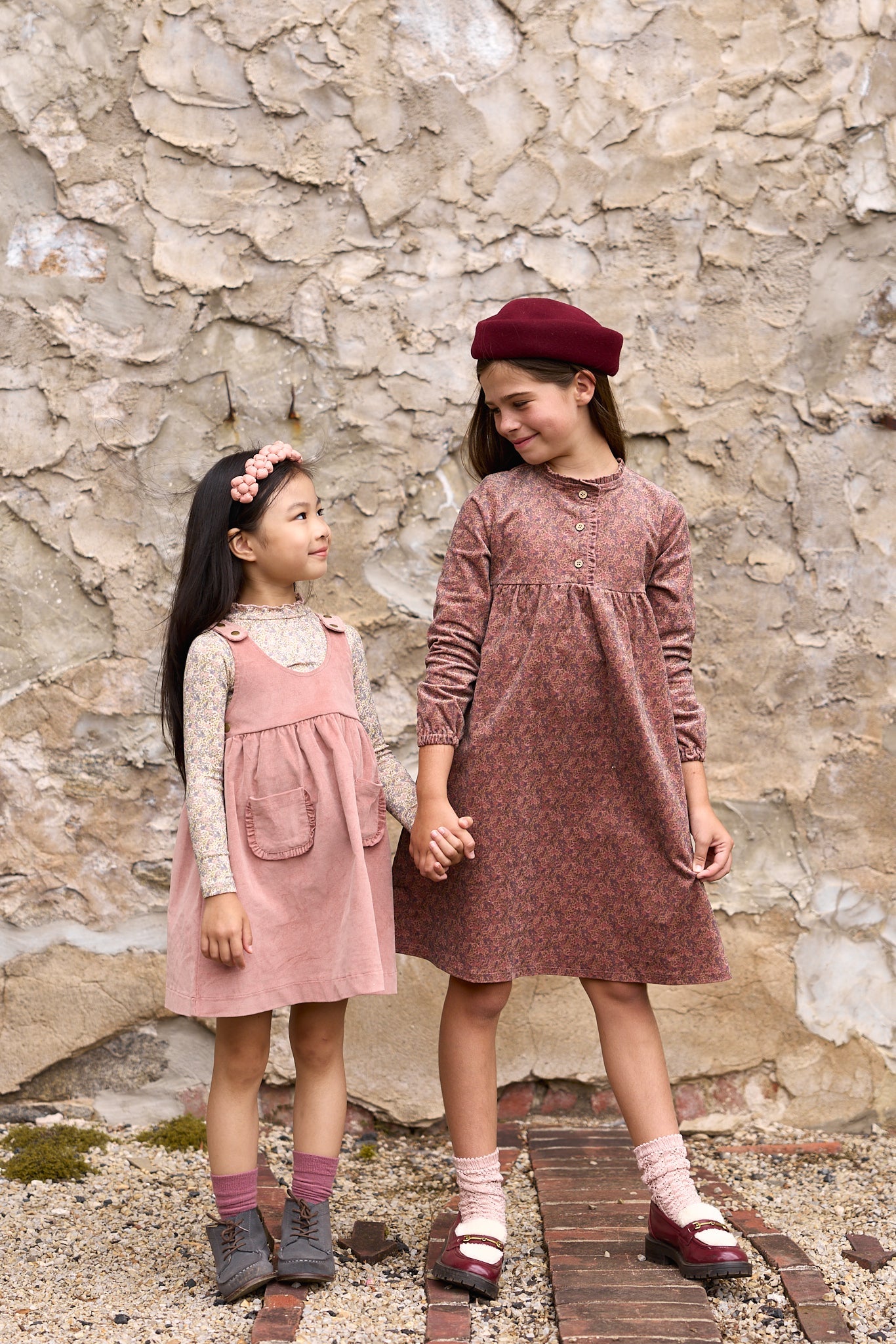 Col roulé imprimé pour filles – Rose